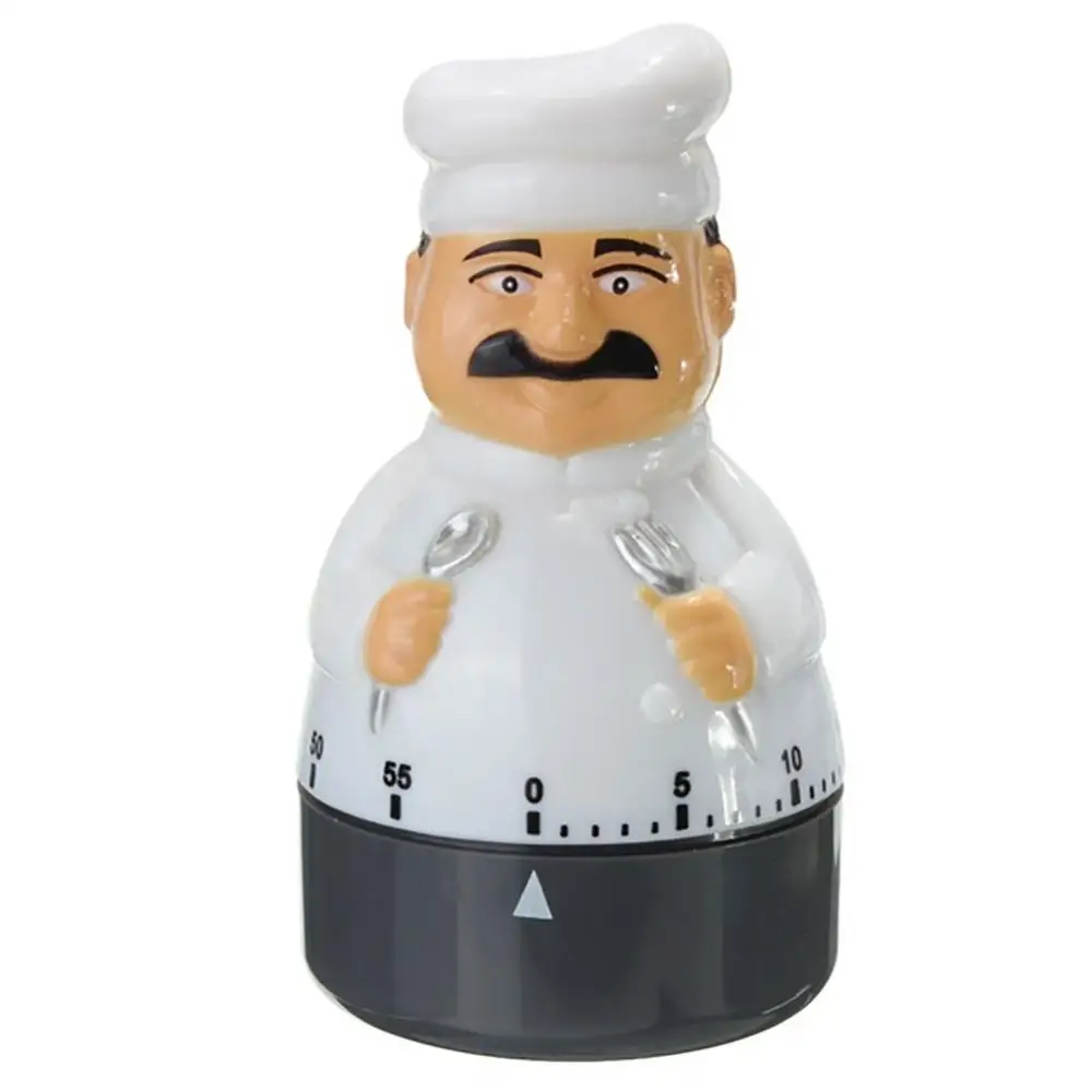 

Cooking Alarm Mechanical Timer Plastic Shaped Chef Kitchen 60 Minutes Bell Cooking Gadget Tool Countdown Alarm