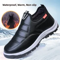 Men's Winter Thiened Cotton oes Warm Fce Soft Bot Anti-slip Waterproof Slip-on Casual Middle-aged And ly Peopl...