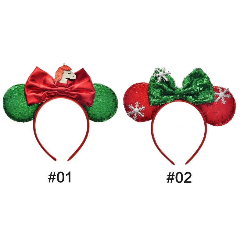 

Chirstmas Bow Headband Sequin Big Bows Headwear Mouse Ear Hairband Hair Hoop
