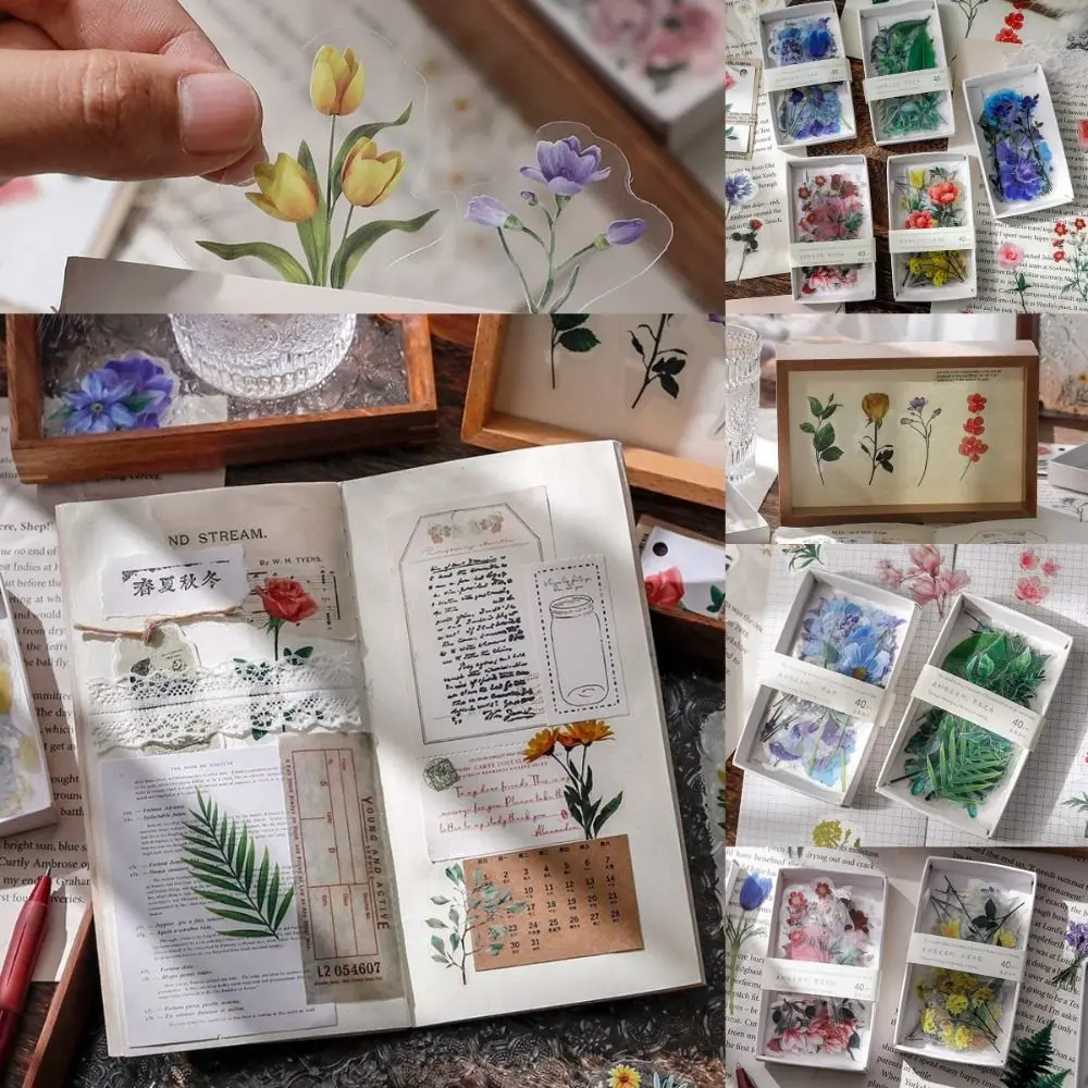

Colorful Diary Decoration Sticker Adhesive Plant Holographic Laser Sticker Sticky Labels Gifts Decor Laser Aesthetic Decals