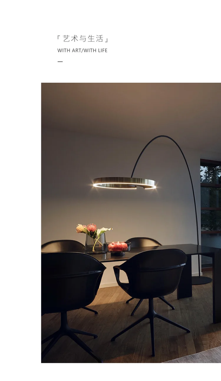 Italian Arc Gold Black LED Floor Lamp - Image 2