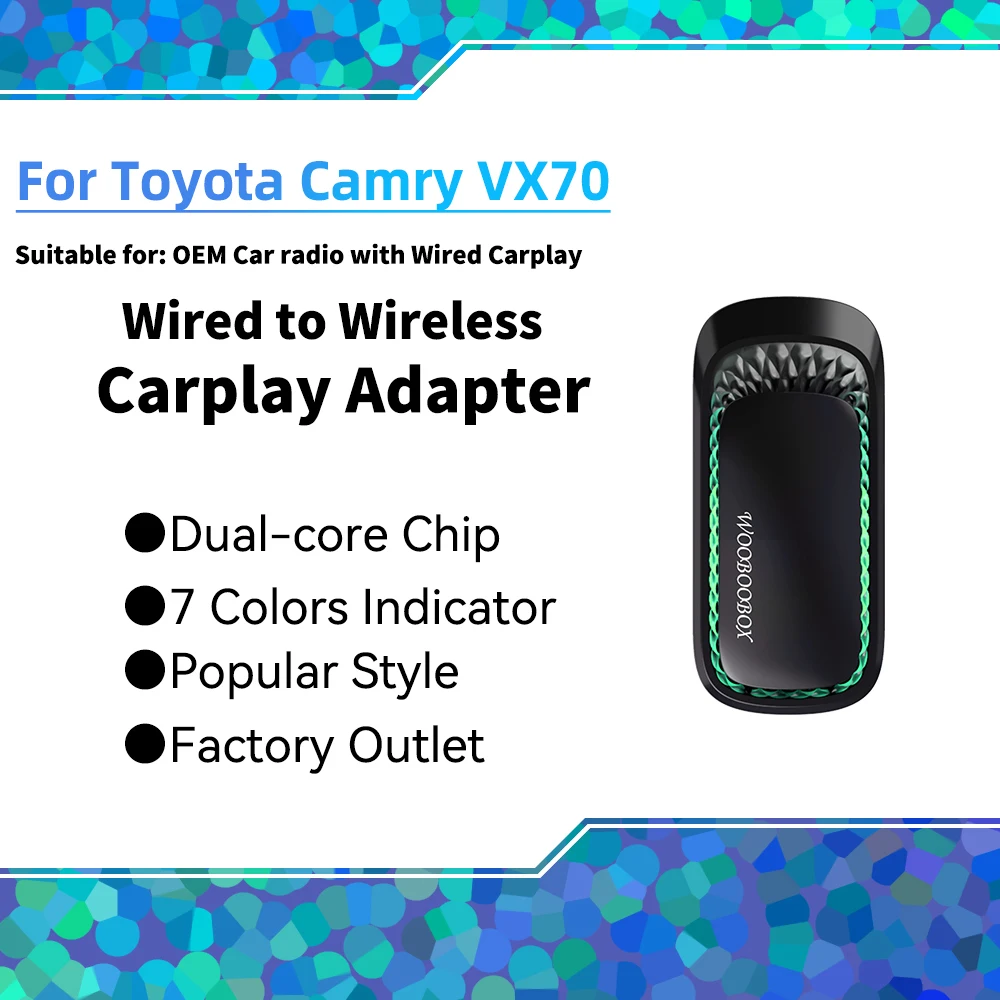 

New Smart Carplay AI Box USB Dongle RGB Mini Car Play Wireless Adapter for Toyota Camry VX70 Car OEM Wired CarPlay To Wireless