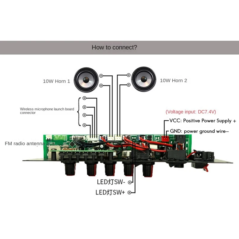 블루투스 앰프 보드 스퀘어 댄스 지지대, AUX U 디스크, 5-8 인치 스피커, DIY 홈 시어터, 7.4V