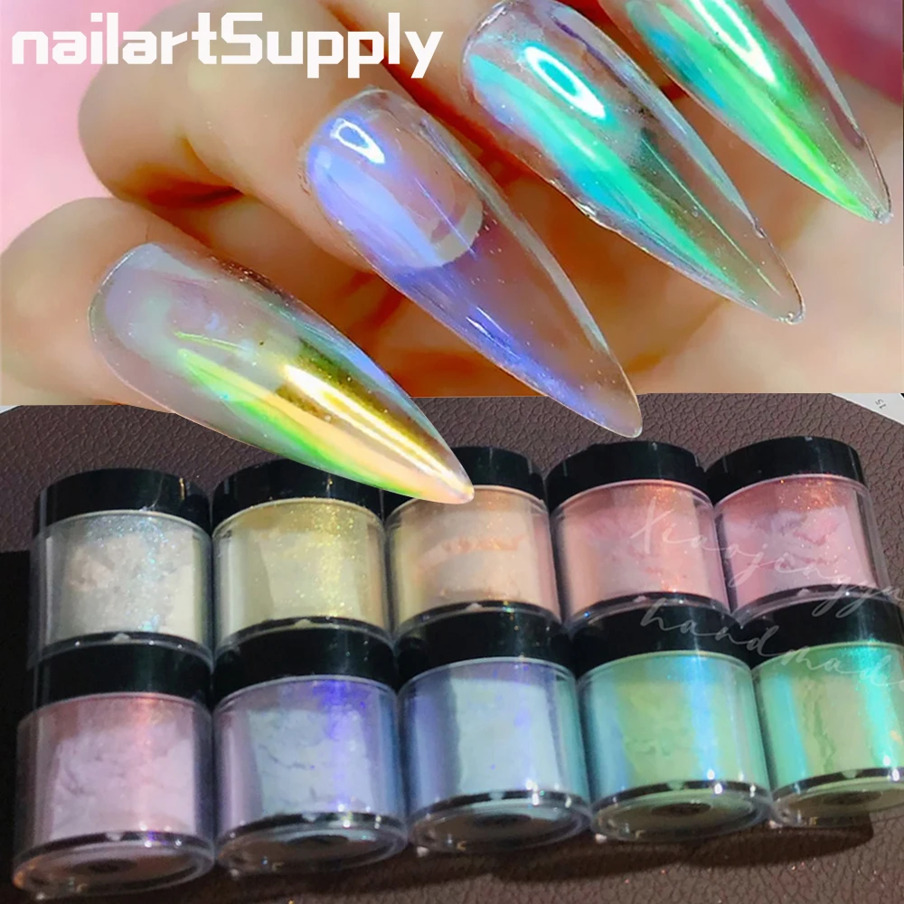 Pigmento Per Unghie Aurora Powder Mermaid Neon Pigment Manicure Powder Ice-Through Fine Scrubbing Dust Mirror Polish Nail Art Decoration