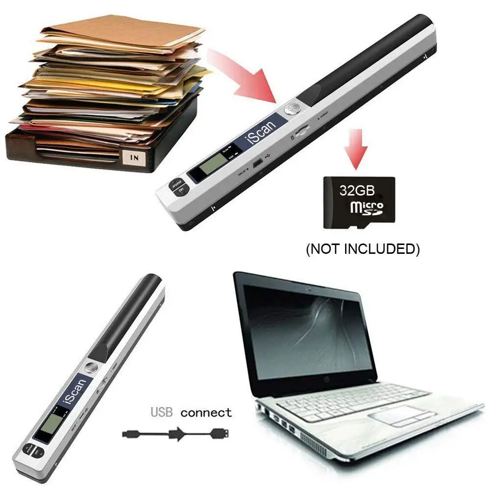 iScan Handheld Scanner A4 Document Fast HD 900DPI USB Wireless Scanner for Work Study Photo Receipts Scan JPG/PDF Word/Excel - 4
