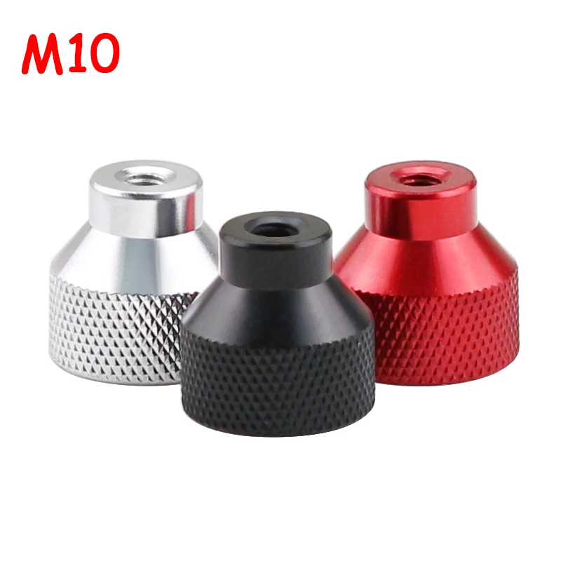 

M10 Knurled Hand Tighten Nuts With Blind Holes Aluminium Alloy High Head Adjusting Nut Black/Silver/Red