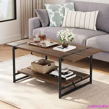 41" Farmhouse Gray Wood Coffee Table 1