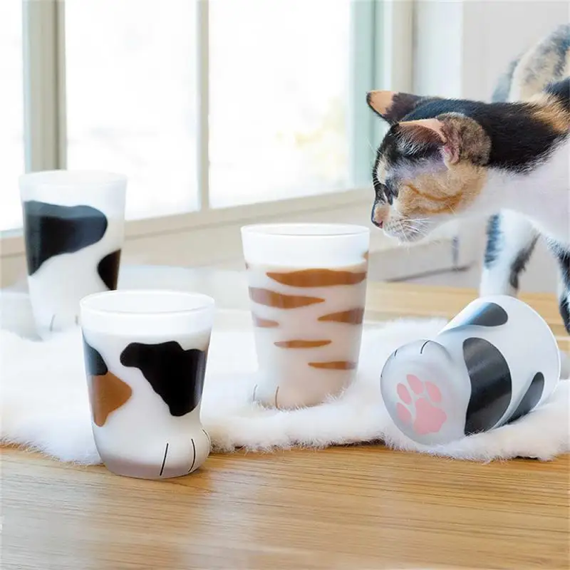 Cute Glass Cup Cat Feet Cups Cat Paw Shot Glass Novelty Claw Cups Funny Coffee Mugs Household Paw For Milk