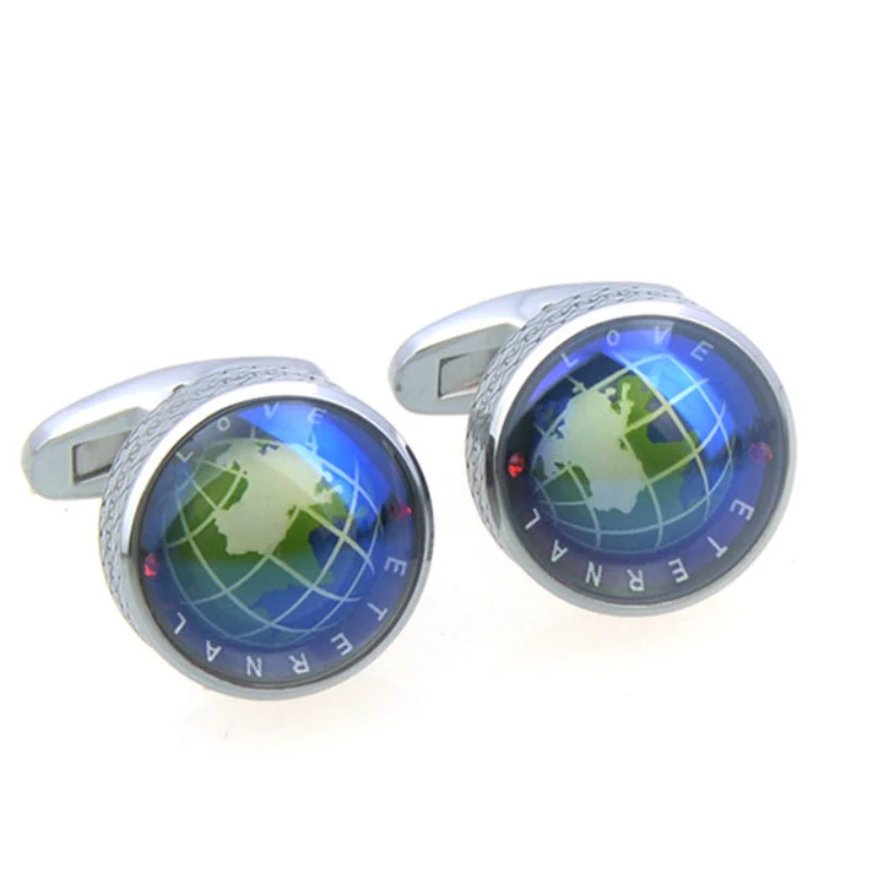 New Rotatable Globe Stainless Steel Cufflinks for Men and Women's Travel Themed Parties Casual Buttons Personalized Accessories