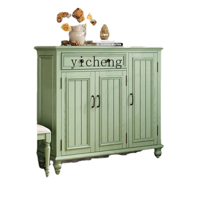 

XL Retro Solid Wood Shoe Cabinet Entrance Storage Cabinet Ash Multi-Layer Entrance Cabinet