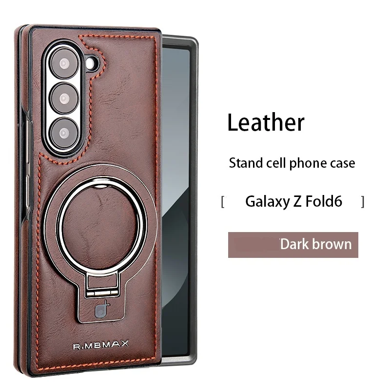 Magnetic Ring Holder Leather Case with MagSafe Compatibility for Wireless Charging - Shockproof Cover