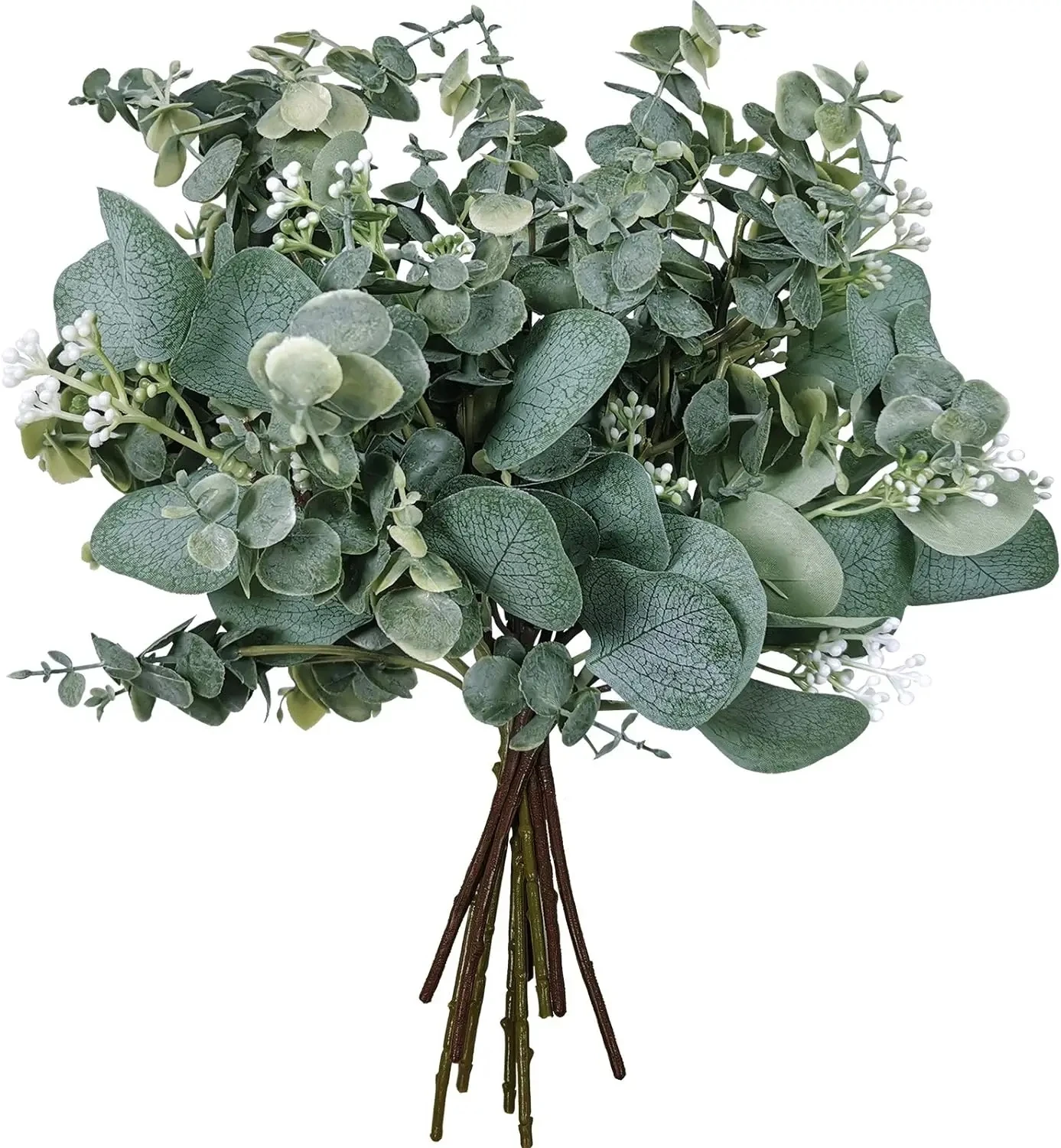 Mixed Artificial Oval Eucalyptus Leaves and Stems for Elegant Greenery Decor
