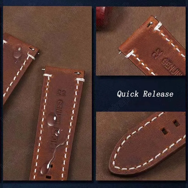 Vintage-Style Leather Quick Release Watch Strap | Premium Replacement Band