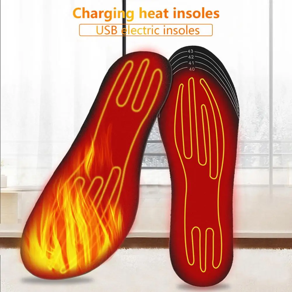 Electric USB Heated Shoe Insoles Women Men Skiing Foot Warmer Pad Feet Warmer Sock Pad Mat Winter Heating Insole