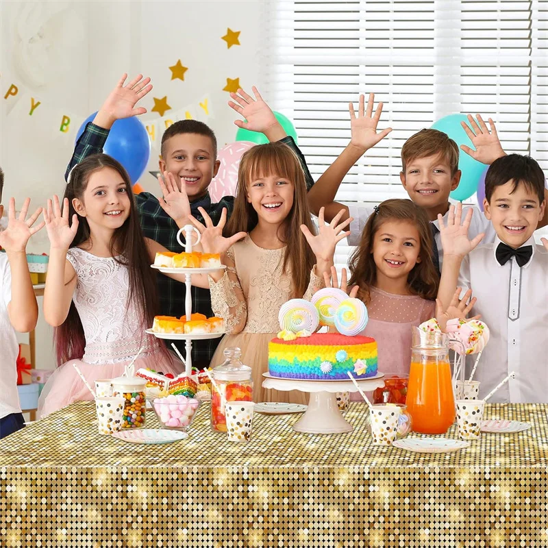 Disco birthday party supplies Tablecloth Las Vegas theme decorated sequin pe tablecloth size 137*274cm