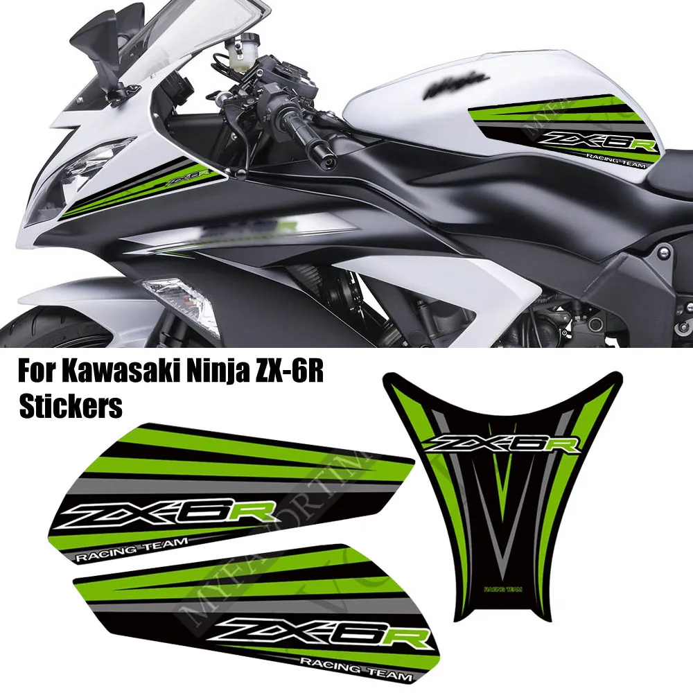 

Emblem Logo Tank Pad Fairing Decal Stickers Gas Knee Fender Protector Motorcycle For Kawasaki Ninja ZX-6R ZX6R ZX 6R