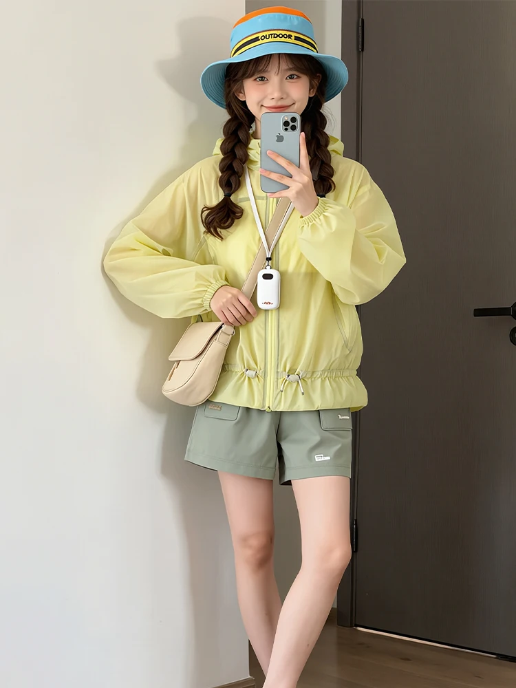 여성용 짧은 핏 자외선 차단 의류 드로스트링 쿨링 퀵 드라이 아웃도어 여름 UV 차단 스킨 셔츠 멕시코 브랜드