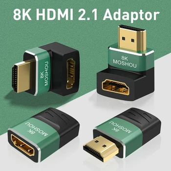 MOSHOU-8K HDMI 2.1 케이블 어댑터, 남성-여성 케이블 변환기, HDTV PS5 노트북 270 도 직각 4K HDMI 익스텐더