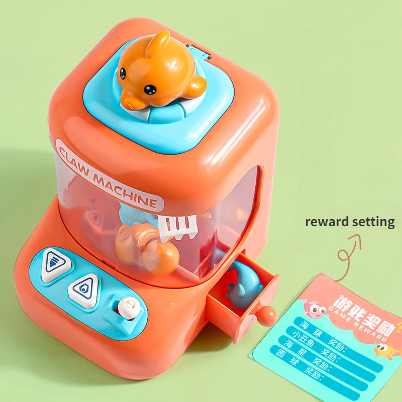 Children Mini Claw Machine Cartoon Handheld Crane Game Arcade Toys Clip Doll Machine Kids Interactive Toys Baby Birthday Gifts