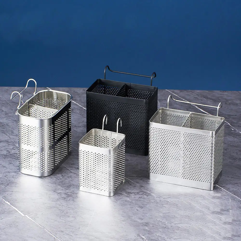 Square stainless steel chopstick barrel hanging vertical chopstick holder chopstick cage chopstick barrel drain chopstick cage 4