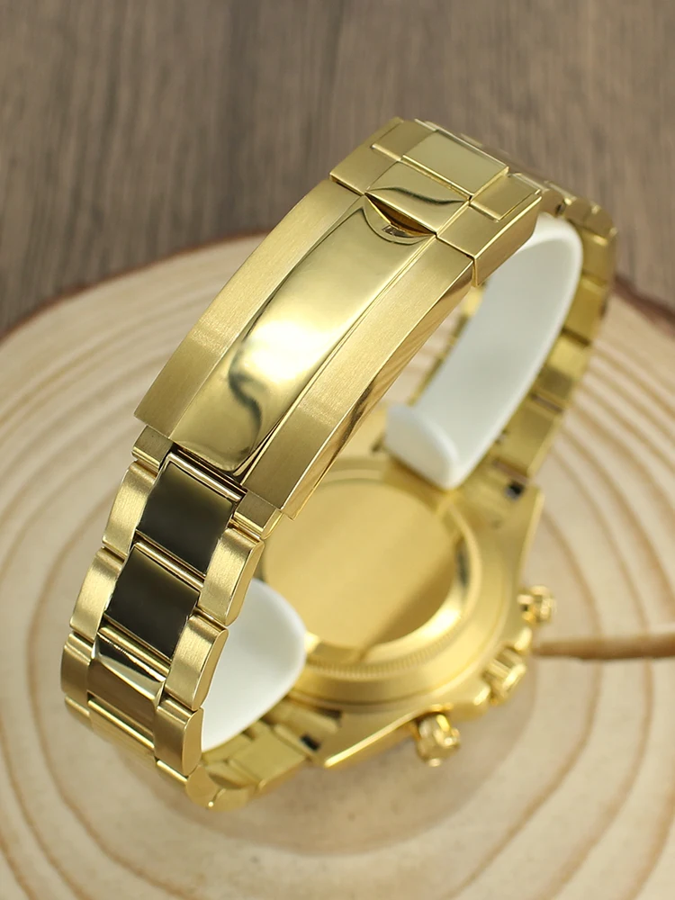 39mm VK63 Uhrengehäuse Armband Gold Uhrenzubehör Edelstahl Saphirglas Wasserdicht Für VK63A Quarzwerk Für Daytona – Detail 3