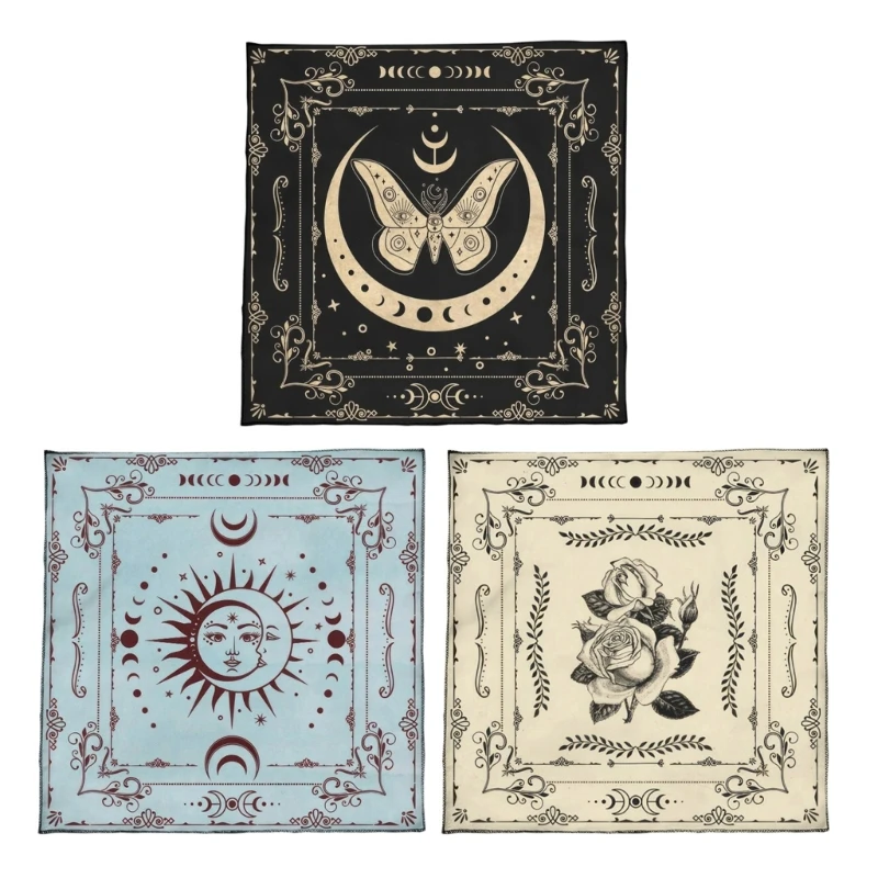 

Divinations Tablecloth Moon/Butterfly/Flower Tarot Cards Tablecloth Altars Cloth Divinations Board Game Accessories R66E