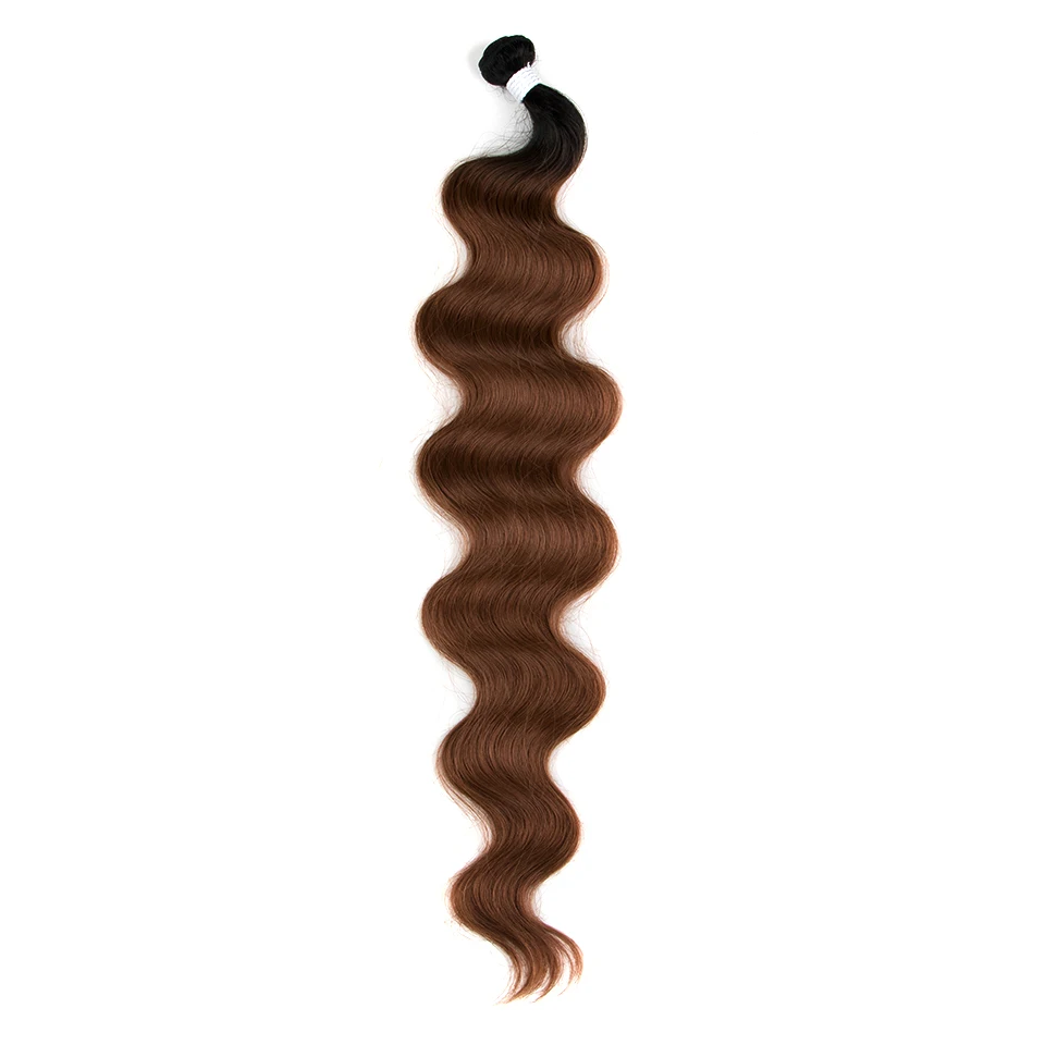 26 Inch Body Wave Ponytail Hair Bundles Synthetic Hair Weave Ombre Brown 100g High Temperature Fiber Extension hair extensions