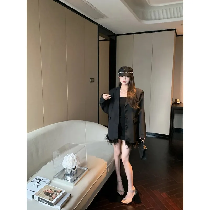 

UNXX New Blazer Women Casual Feminino Alfaiataria Non Strech Jackets Tweed Blazer Black Color Autumn 2024 Jacket Women Clothing