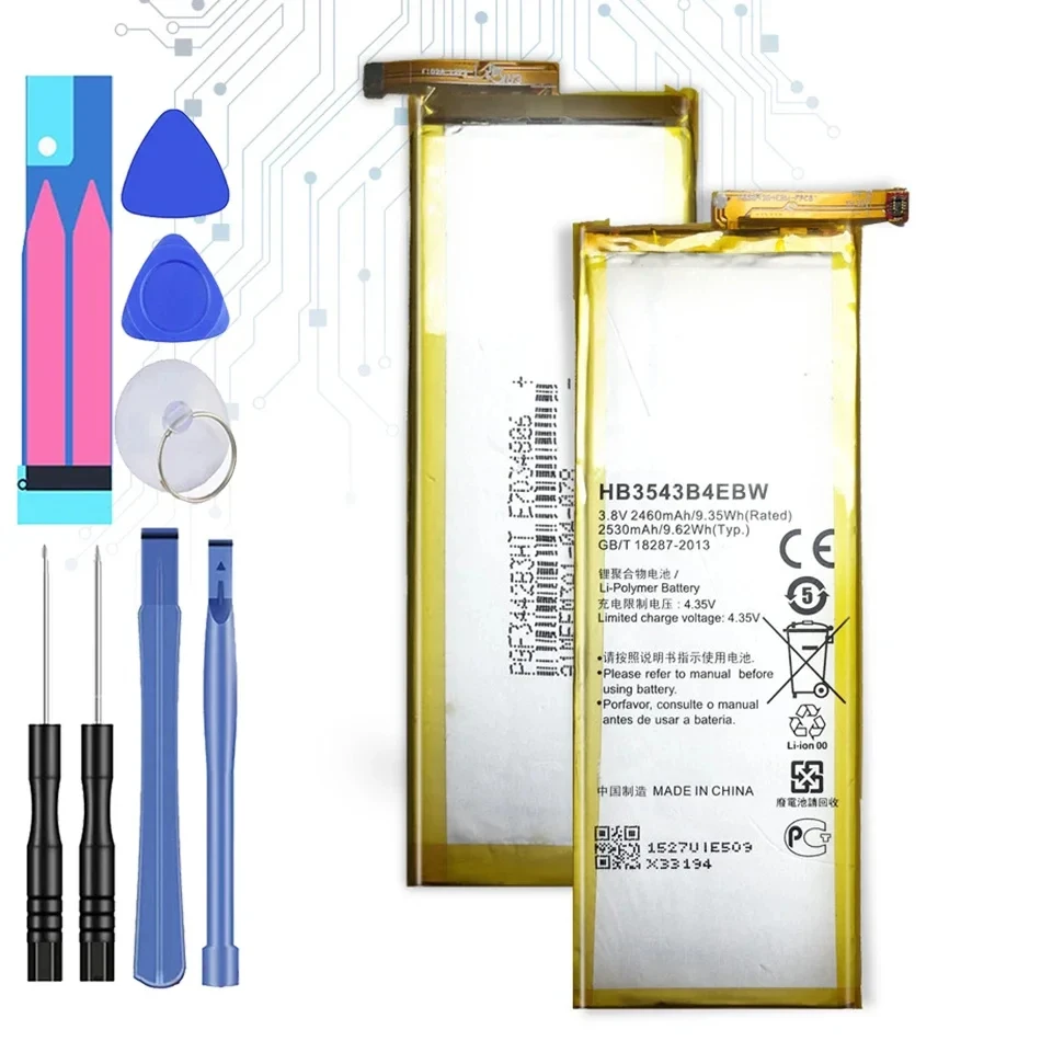 

Phone Battery HB3543B4EBW For Huawei Ascend P7 L07 L09 L00 L10 L05 L11 2460mAh Replacement Batteries + Free Tools