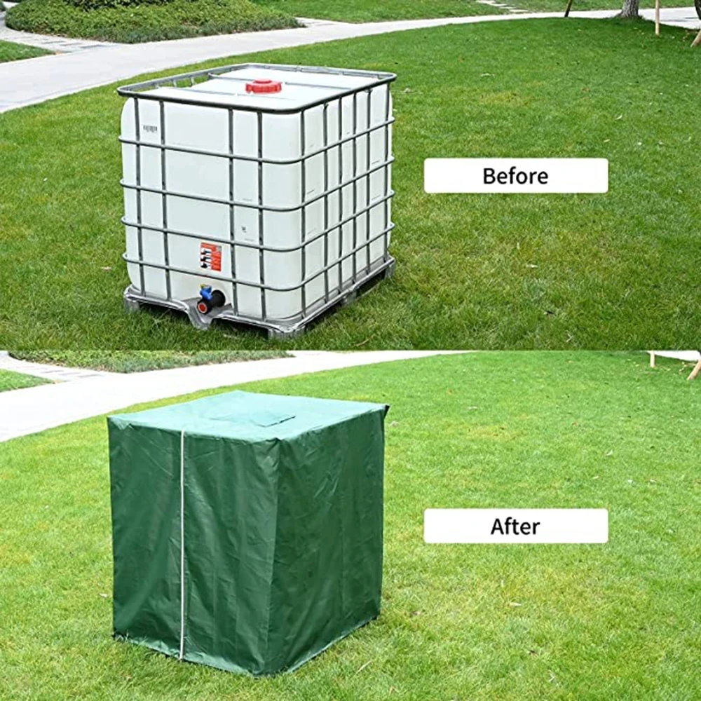 1000L IBC Water Tank Cover Tarpaulin Waterproof UV Resistant Tarpaulin with Zipper for IBC Rain Tank Cover Dustproof 3