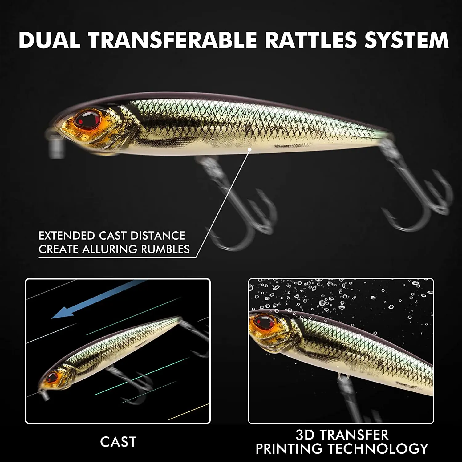 TRUSCEND Topwater Fishing Lures with BKK Hooks Bass Bait Pencil Plopper  Fishing Lure for Bass Catfish Pike Perch Floating 3 PCS - AliExpress