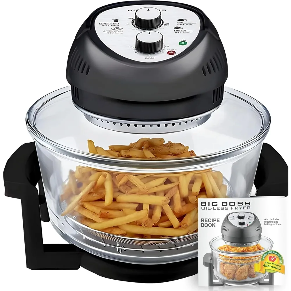 

16Qt Large Air Fryer Oven with 50+ Recipe Book AirFryer Oven Makes Healthier Crispy Foods Black