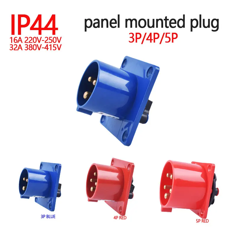 Red 16A 415V 3P+N+E Industrial Plug – IP44, 5 Pin, Cable Mount IEC60309