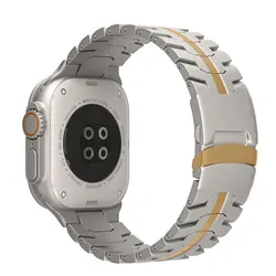Sophisticated Stainless Steel Metal Strap for 44mm 45mm 49mm (Titanium Gold)