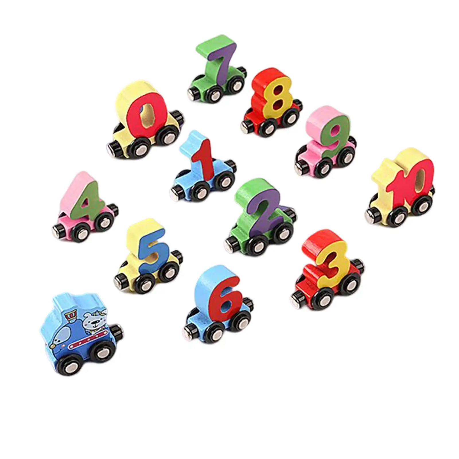 10 Pieces Building Blocks Number Train Set Educational Drag Toy Puzzle Toys Blocks Pull Along Train Toys Activity Count