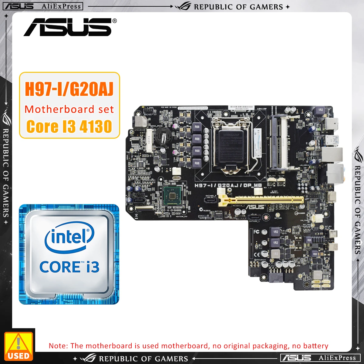 

LGA 1150 Motherboard KIt ASUS H97-I/G20AJ/DP_MB+i3 4130 CPU Intel H97 chipset Motherboard DDR3 RAM SATA2 PCI-E X16 USB2.0