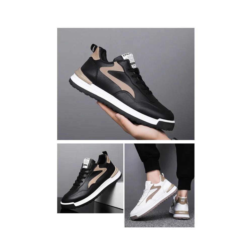 Beliebte lässig-stilvolle Sneakers Schuhe aus gebürstetem Leder für Herren aus Strickgewebe, Läufer aus Mesh, Turnschuhe für Herren, Sport, Outdoor, Wandern_voghion.com