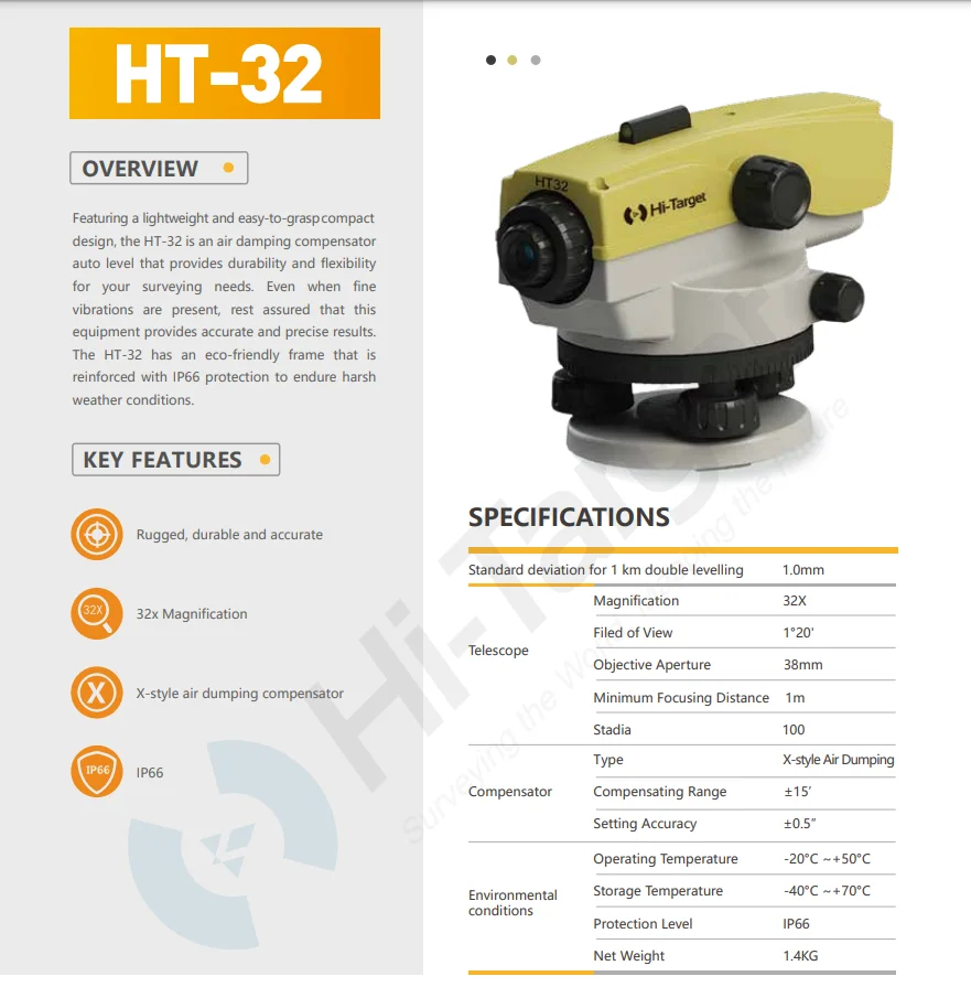 Hi-target HT-32  32X Precise Automatic Level with air damping compensator Precis
