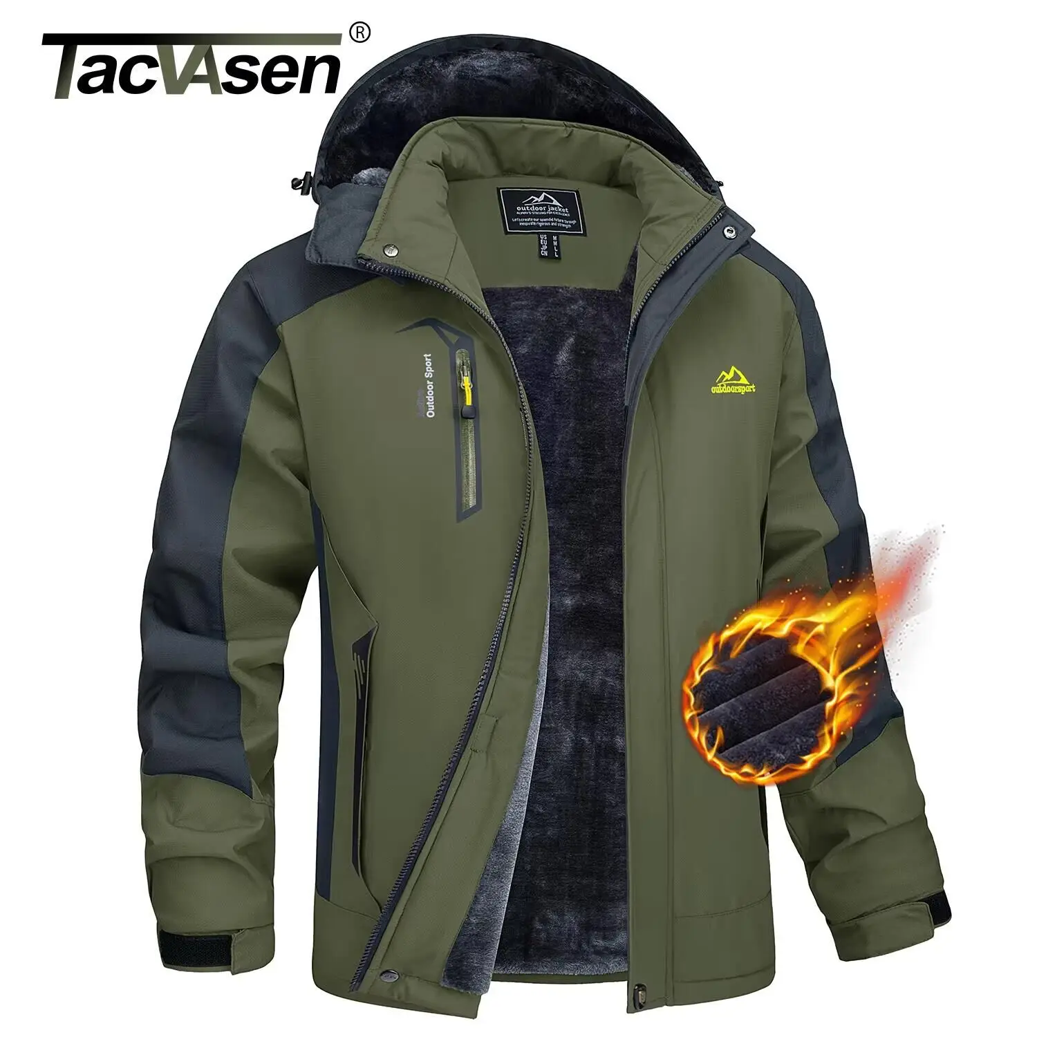 TACVASEN Winter Warm Fleece Jackets Mens Water Resistant Ski