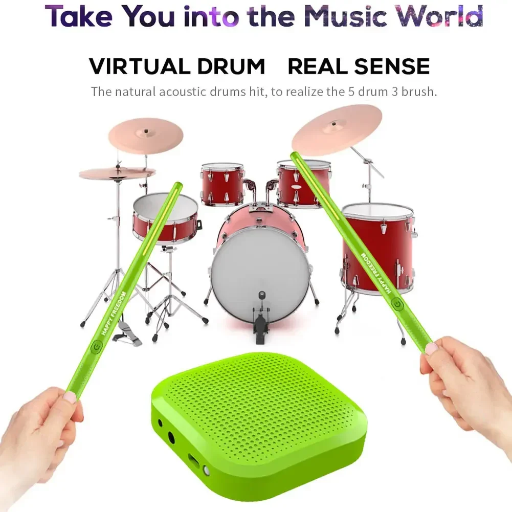 Electric Air Drumsticks Professional Air Drum with Drumsticks Electronic Virtual Drum Pedals Gift for Adults Kids