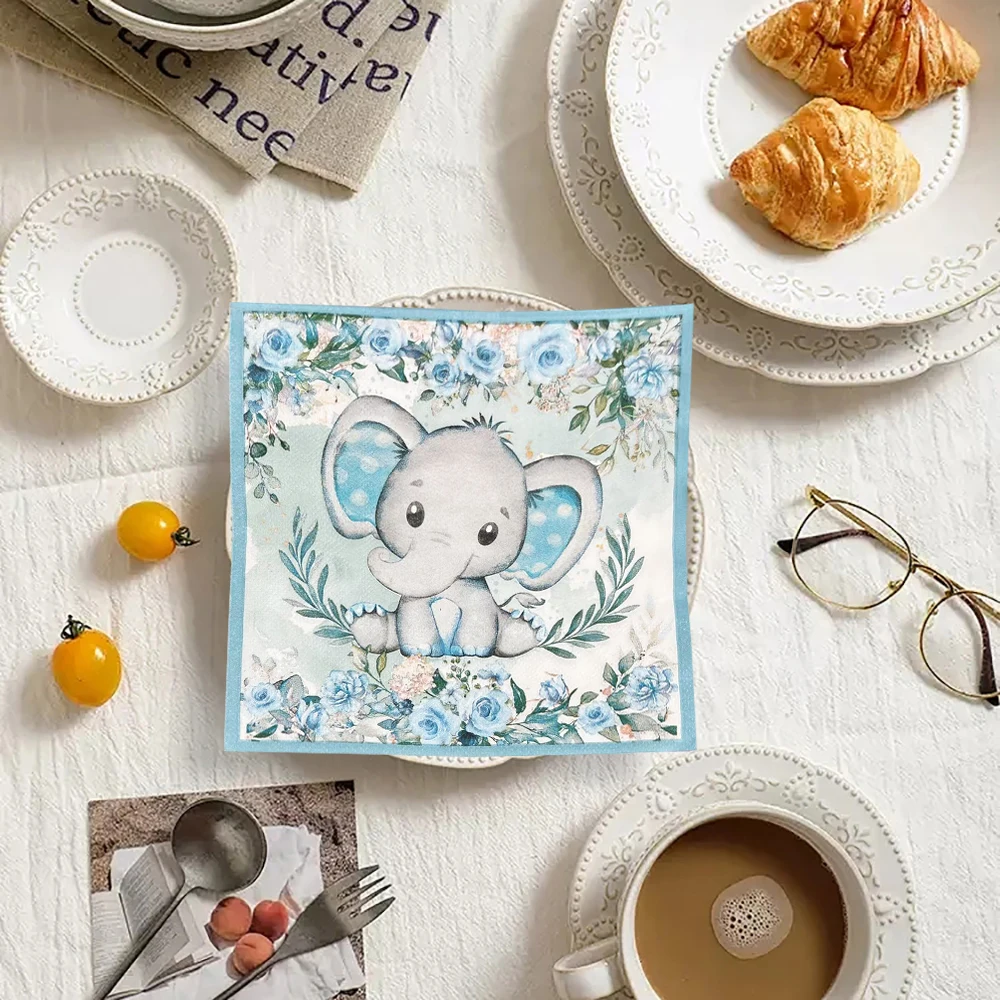 Paper Napkins 20pcs Cute Elephant Cartoon Printed for Wedding Party