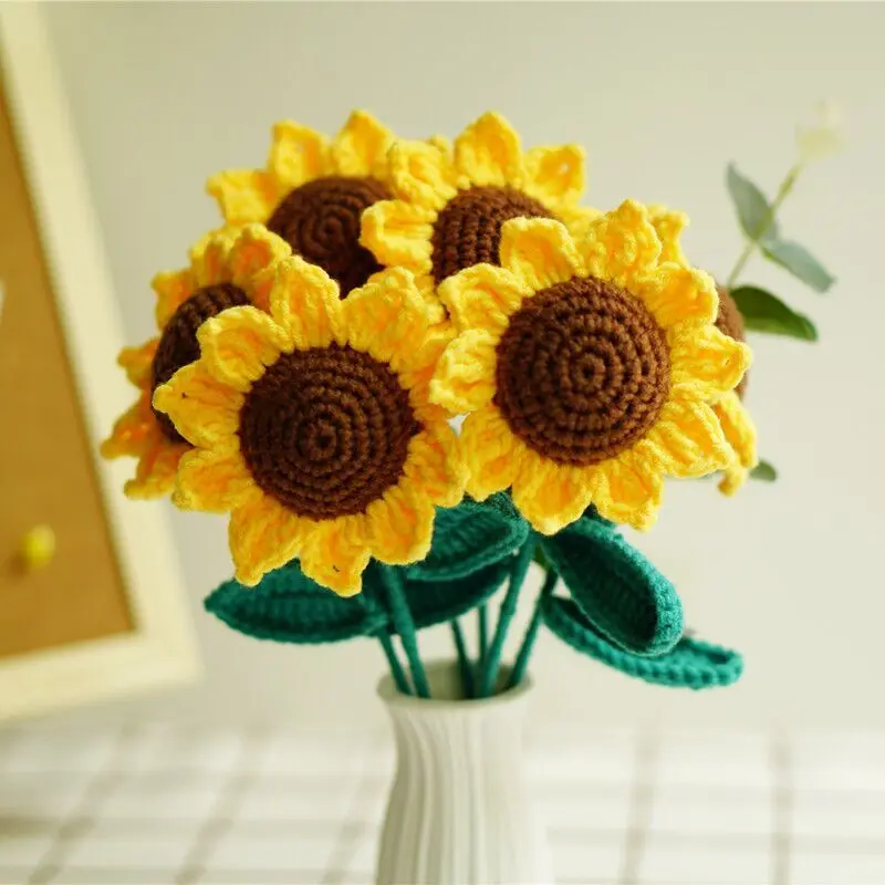 

Homemade Sunflower, Daisy Flower, Hand Knitted Wool, Crochet Knitted Material