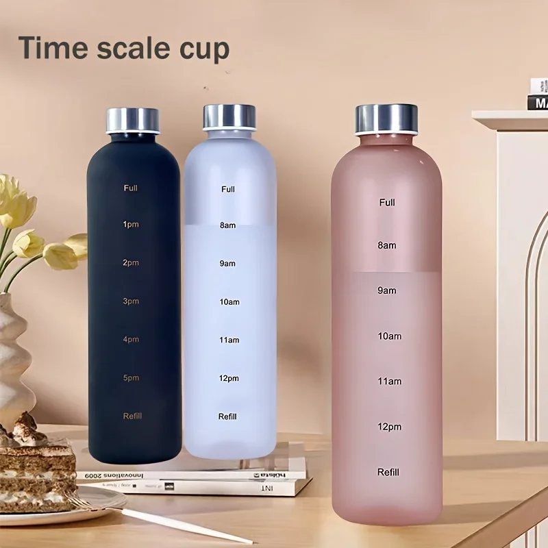 1000ml/33.82oz Portable Sports Water Cup Schedule Mark Solid Color Bottle GYM Camping Hiking School sports water bottle portable water bottle portable water jug sports water bag