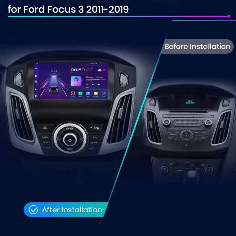 Junsun-V1pro AI Voice Android Auto Radio pour Ford Focus 3, 2011, 2012, 2013-2019,  Carplay, Limitation de la voiture, 4G, GPS, 2Din Autoradio - AliExpress