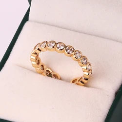 Elegant Gold Ring with Green Zircon - Rainbow Collection Jewelry Gift (White cz)