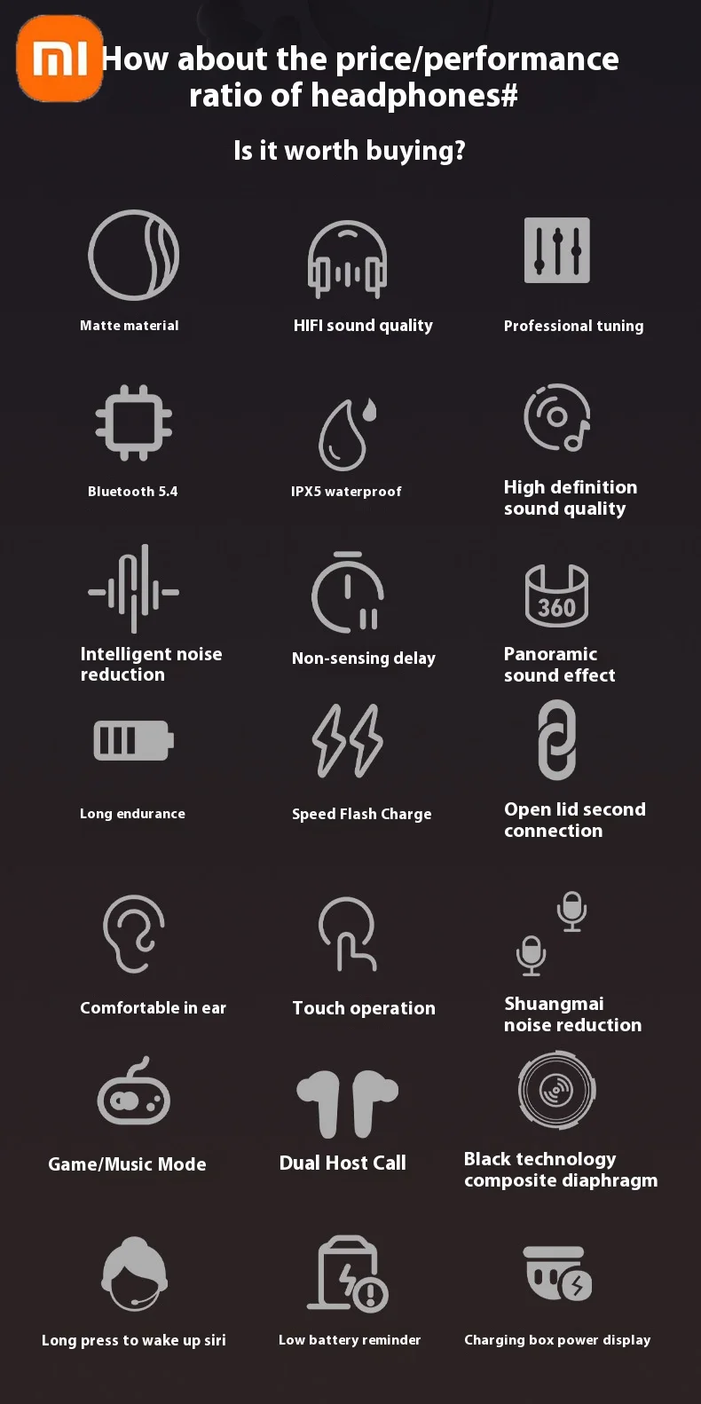 Description Picture 3 of itemIconic Brand A98 Wireless Earbuds Bluetooth 5.4 Headset ENC Noise Reduction in-ear Waterproof Earphones with Microphone