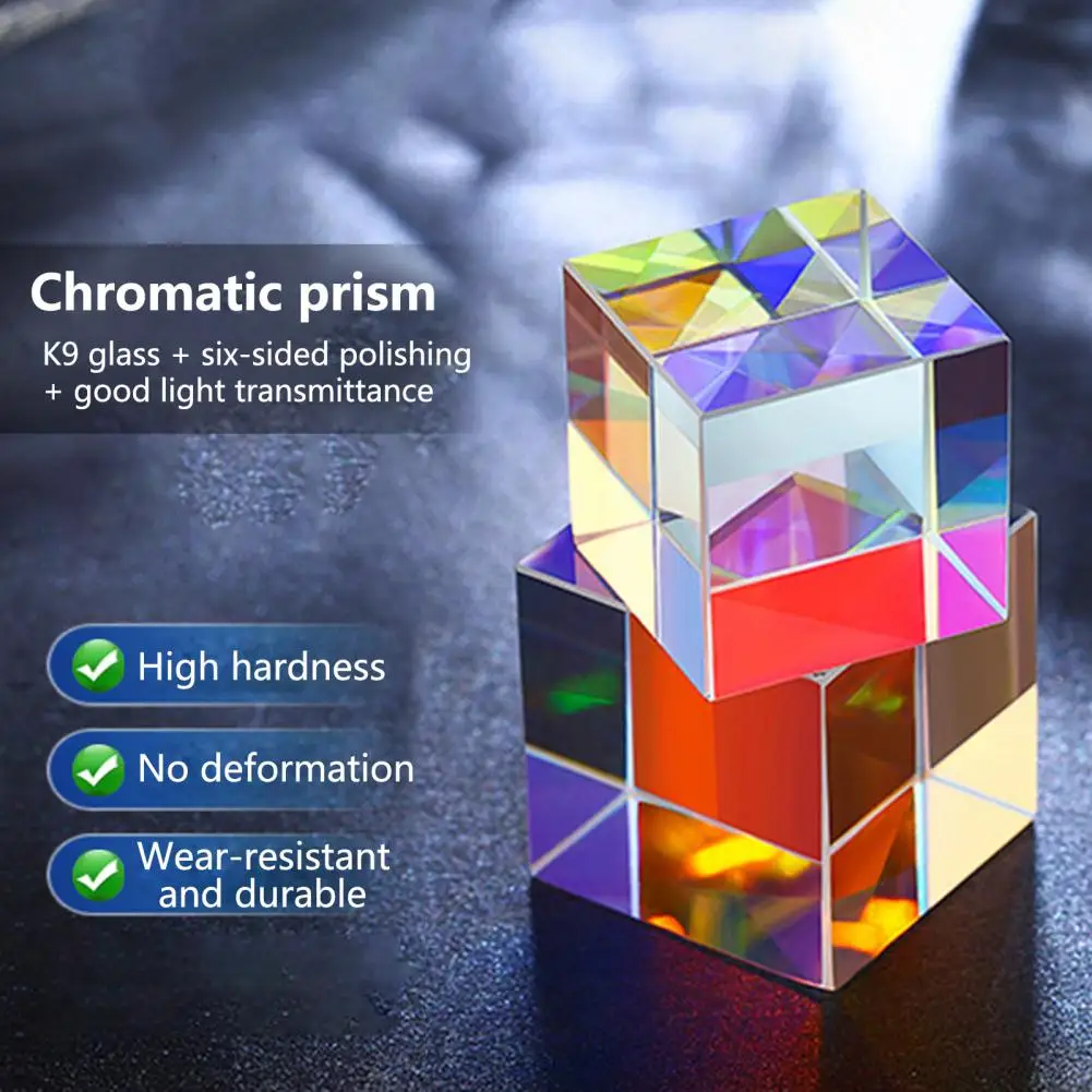 Physics Optical Glass X-cube Dichroic Cube Prism RGB Combiner Splitter Educational Gift Class Physics Educational Toy