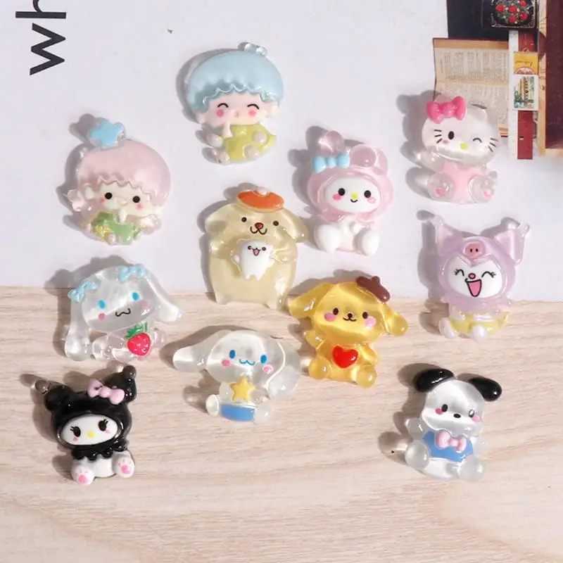 

10Pcs Kawaii Sanrio My Melody Kuromi Accessories Anime Cute Cinnamoroll Hello Kitty Cartoon Hairpin Patch Toys for Girls