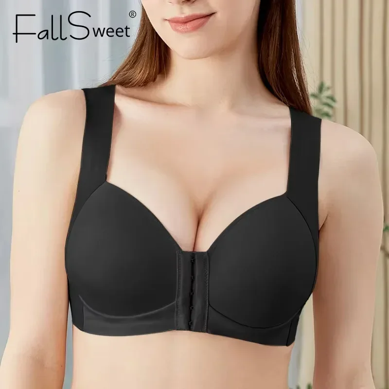 FallSweet Front Button Bra for Women Large Size Brassiere Seamless Push Up Bras Sexy Underwear Mother's Bras Female Lingerie 4
