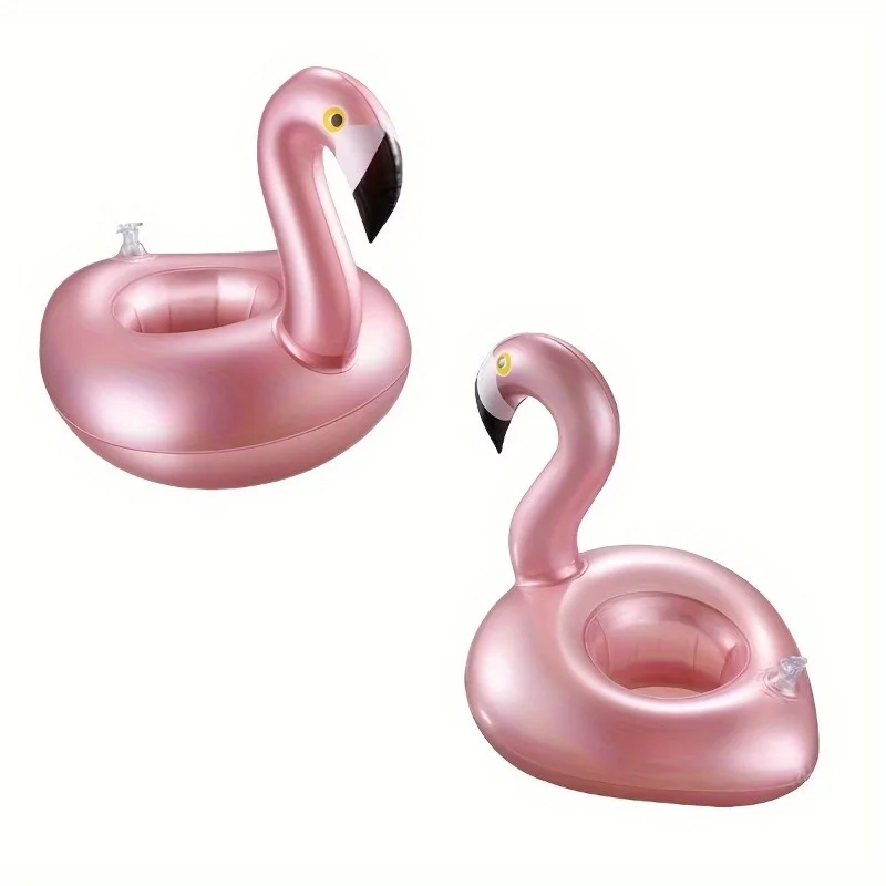 2pcs Rose Gold Flamingo Inflatable Coaster - Add Fun and Style to Your Pool Parties and Beach Vacations!